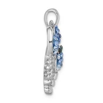 Rhodium Over Sterling Silver Polished Blue Crystal Lobster Pendant