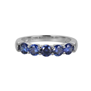 Blue Cubic Zirconia Platinum Over Sterling Silver Ring 1.77ctw