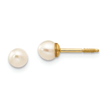 14K Yellow Gold Freshwater Cultured Pearl Earrings
