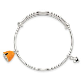 Sterling Silver Yellow and Black Enamel Bee and Beehive Children's Bangle