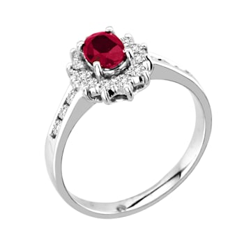 0.85ctw Ruby and Diamond Ring in 14k White Gold