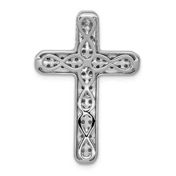 Rhodium Over 14k White Gold Diamond Latin Cross chain slide