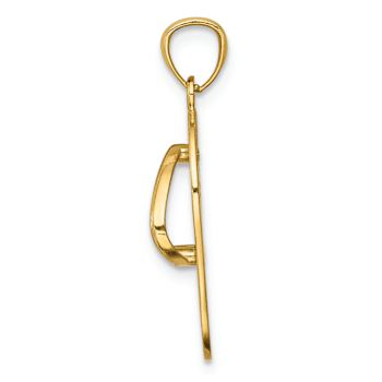 14k Two-tone Gold Polished and Textured Floral Flip-Flop Pendant