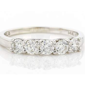 Lab-Grown Diamond Five-Stone Band Ring In 14K White Gold 0.75ctw