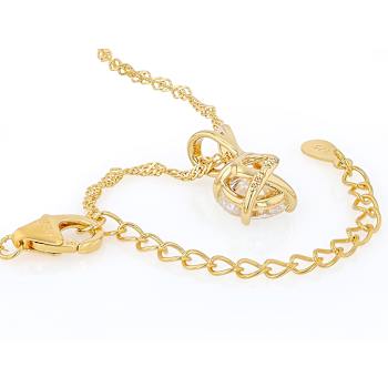 Diamond Simulant Solitaire Pendant Necklace In 18K Gold Over Sterling
Silver 3.00ct