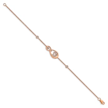14k Rose Gold Polished Diamond Teardrop Bracelet