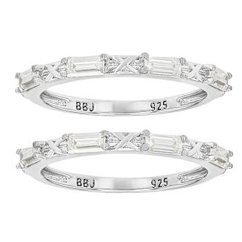 Moissanite Baguette Stackable Ring Set Of 2 In Platinum-Enhanced
Sterling Silver 0.72ctw DEW