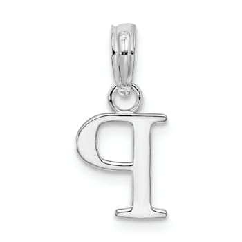 Sterling Silver Polished Block Initial -P- Pendant