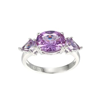 Lab Created Alexandrite Sapphire Platinum  December Birthstone Ring 3.28ctw