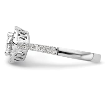 Rhodium Over 14K White Gold Lab Grown Diamond Cluster Engagement Ring 0.478ctw