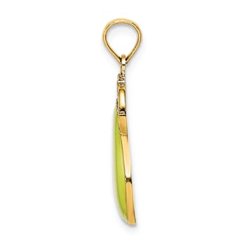 14k Yellow Gold Enamel Pear with Stem and Leaf Charm