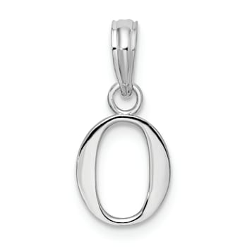 Sterling Silver Polished Block Initial -O- Pendant