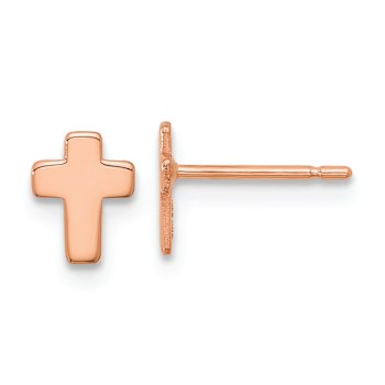 14k Yellow Gold Polished Cross Stud Earrings