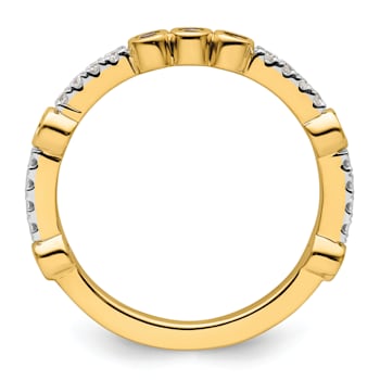 14K Yellow Gold Stackable Expressions Amethyst and Diamond Ring 0.285ctw