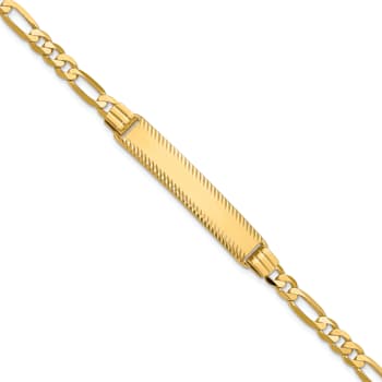14k Yellow Gold Diamond-Cut Figaro Link ID Bracelet