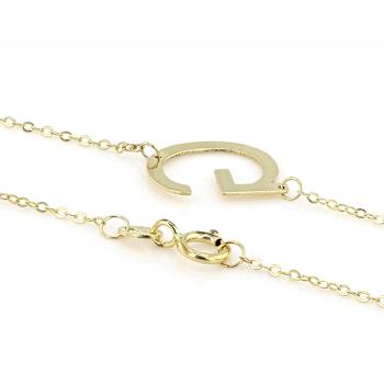 Sideways Initial G Necklace In Solid 14K Yellow Gold 18 Inch
