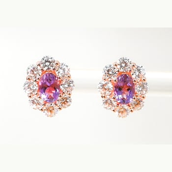 Amethyst and CZ 0.95 Ctw Round 18K Rose Gold Over Sterling Silver Center
Design Earrings Jewelry