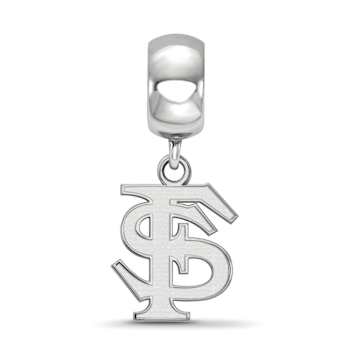 Sterling Silver Rhodium-plated LogoArt Florida State University Small
Dangle Bead