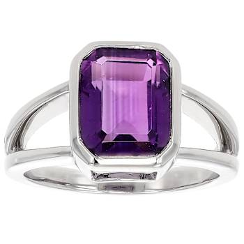 Lavender Amethyst Octagon Ring In Sterling Silver