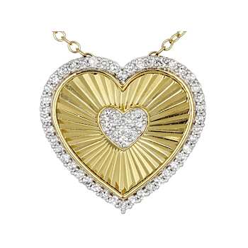 Lab-Grown Diamond Heart Slide Pendant Necklace In 14K Gold Over Sterling Silver