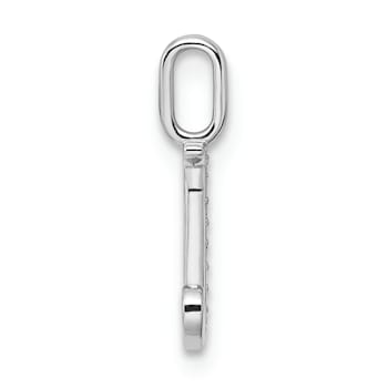 14K White Gold Diamond Letter J Initial Pendant