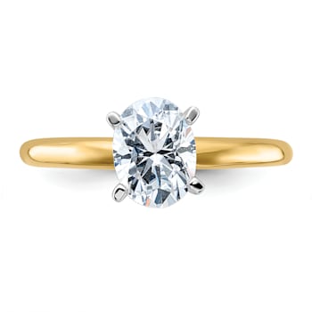 14K Yellow Gold With White Gold Accents 1 1/2 ct. G H I True Light Oval
Moissanite Solitaire Ring