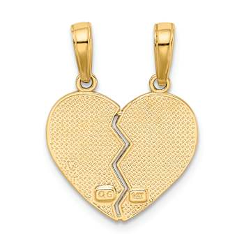 14k Yellow Gold Textured I Love You Break Apart Heart Charm