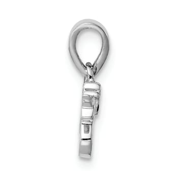 Rhodium Over Sterling Silver Multi-color Enameled Unicorn Children's Pendant