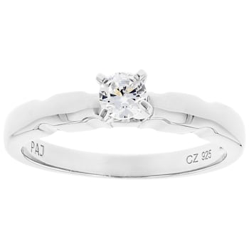 CZ Solitaire Ring In Sterling Silver 0.40ctw