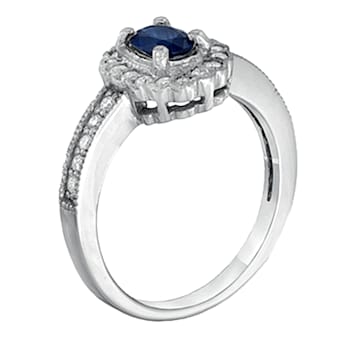 0.75ctw Sapphire and Diamond Ring in 14k White Gold
