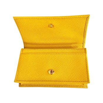 Prada Saffiano Yellow Leather Card Case Wallet