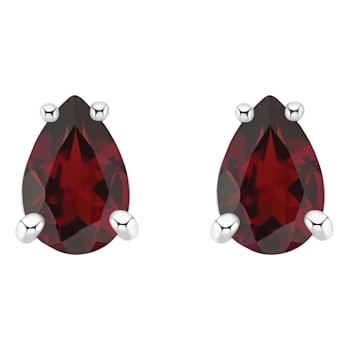 6x4mm Pear Shape Garnet 14k White Gold Stud Earrings