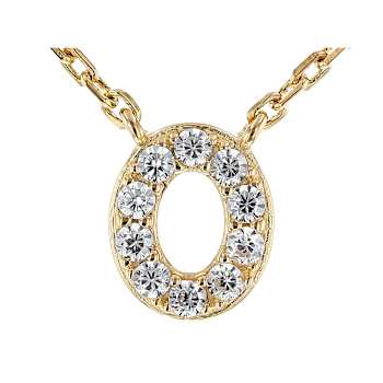 CZ Initial O Station Necklace In 18K Gold Over Sterling Silver 0.15ctw