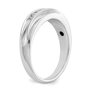 Rhodium Over 14K White Gold Lab Grown Diamond Men's Band