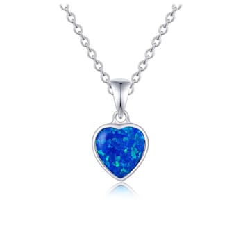 Lab Created Blue Opal Pendant Necklace Heart Shaped Sterling Silver
Pendant Style Necklace