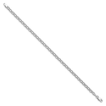 Rhodium Over 14k White Gold 3.5mm Solid Double Link Charm Bracelet