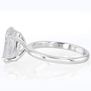 Oval CZ Solitaire Ring In Platinum Over Sterling Silver