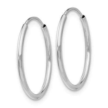 Rhodium Over 14k White Gold Polished 13/16" Endless Tube Hoop Earrings