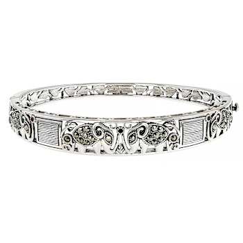 Artisan Inspired Bangle With Marcasite Elephant Design In Sterling
Silver 0.52ctw