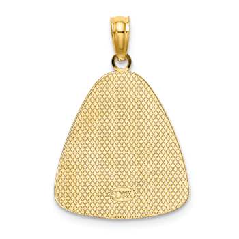 14k Two-tone Gold Angel Praying with Halo On Triangle Disc Pendant