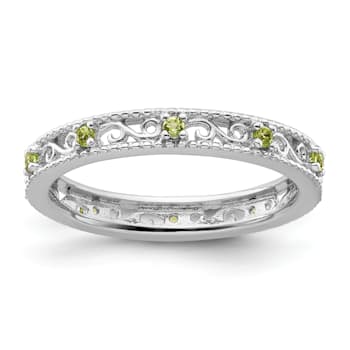 Sterling Silver Stackable Expressions Peridot Ring 0.16ctw