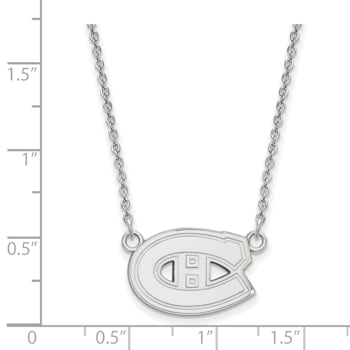 Rhodium Over Sterling Silver NHL LogoArt Montreal Canadiens Pendant Necklace