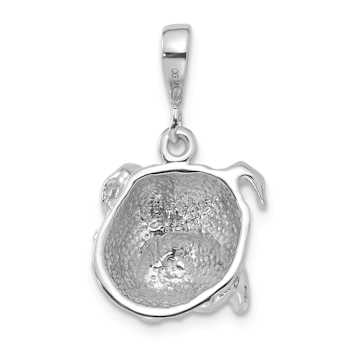 Rhodium Over 14k White Gold Bulldog Pendant
