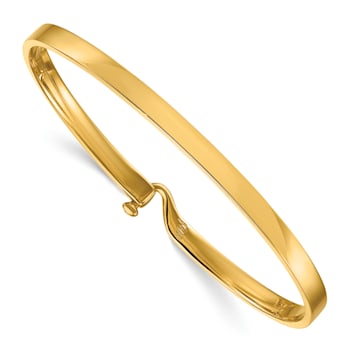 14K Yellow Gold Polished Loop and Hook Bangle