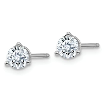 Rhodium Over 14K White Gold 1/2ct. 4.0mm Round J-K Color Moissanite Earrings