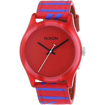 Nixon Women's Mod Red Dial Red with Blue Accents Fabric Strap Watch