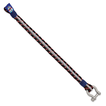 Blue Paracord and Stainless Steel with Multi-Strand 8.5-inch Bracelet