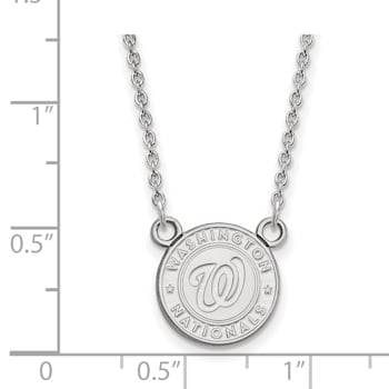 Rhodium Over Sterling Silver MLB LogoArt Washington Nationals Pendant Necklace