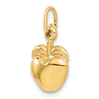 14k Yellow Gold 3D Apple pendant