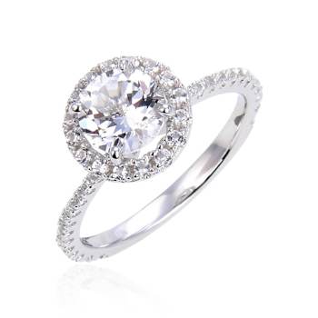 Round White Topaz Sterling Silver Ring, 2.80ctw